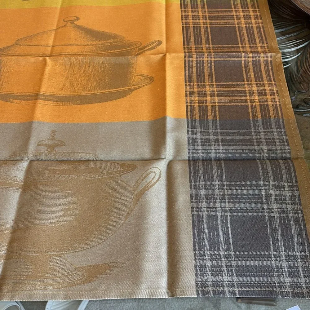 Jacquard Francais NEW Tea Dish Towel Made In France Orange Brown